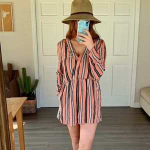 Leith Coral Striped Romper